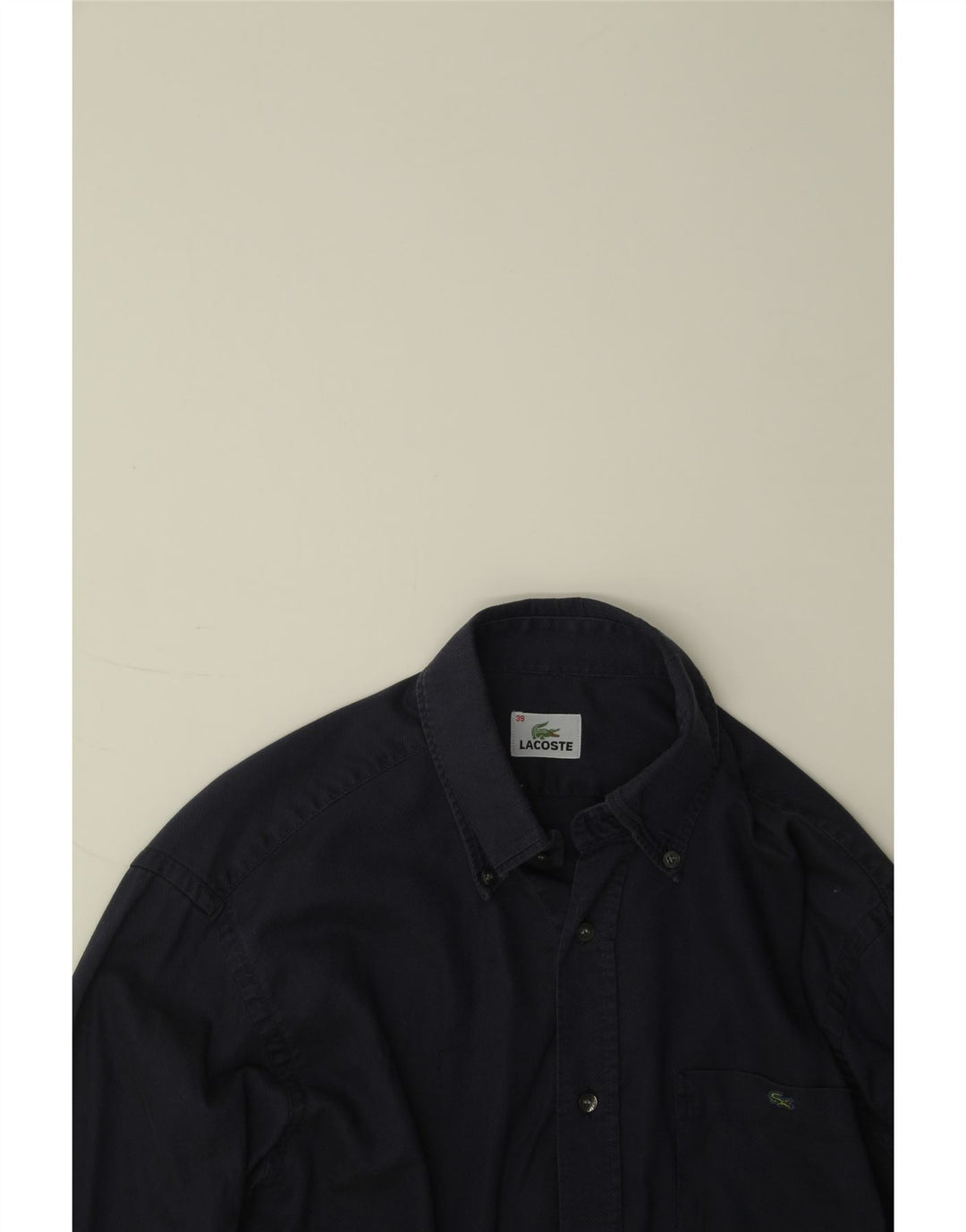 LACOSTE Mens Shirt Size 39 Small Navy Blue Cotton Vintage Lacoste and Second-Hand Lacoste from Messina Hembry 