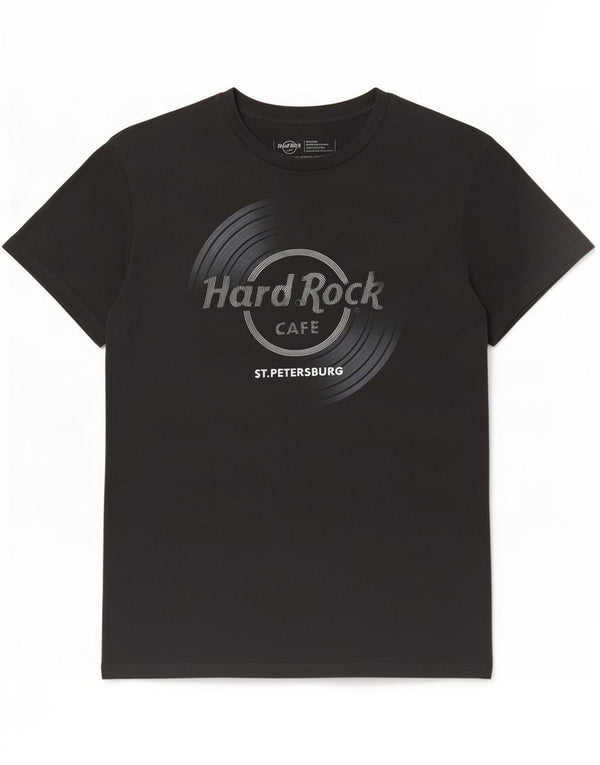 Hard Rock Cafe Herre St.Petersburg Grafisk T-shirt Top Medium Sort Bomuld