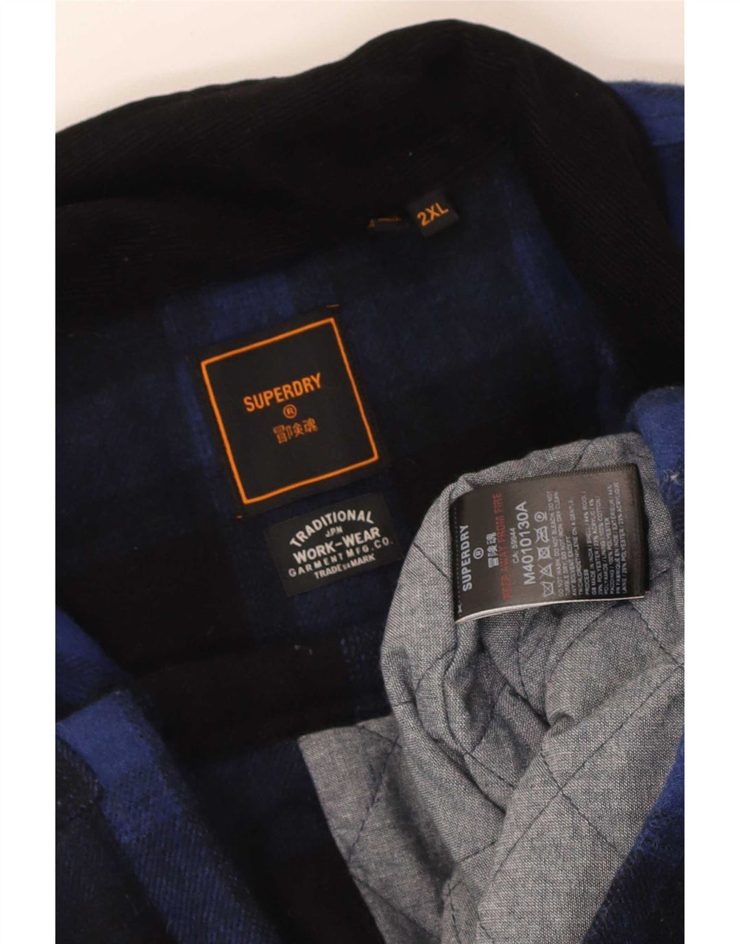 Superdry Herre Shacket Jacket UK 44 2XL Marineblå ternet uld