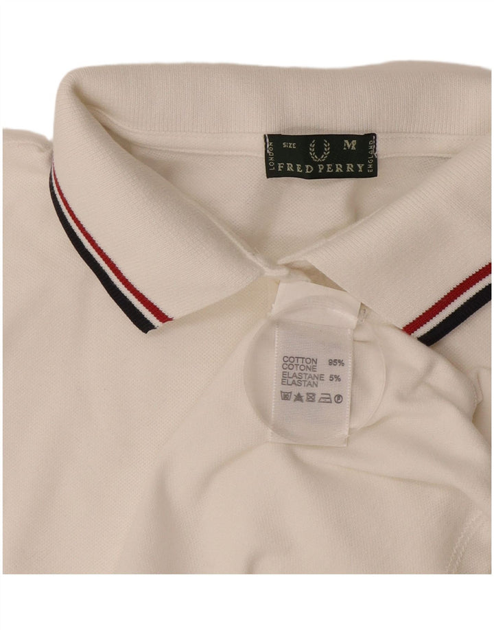 Fred Perry Dame Polo Shirt UK 14 Medium White Bomuld