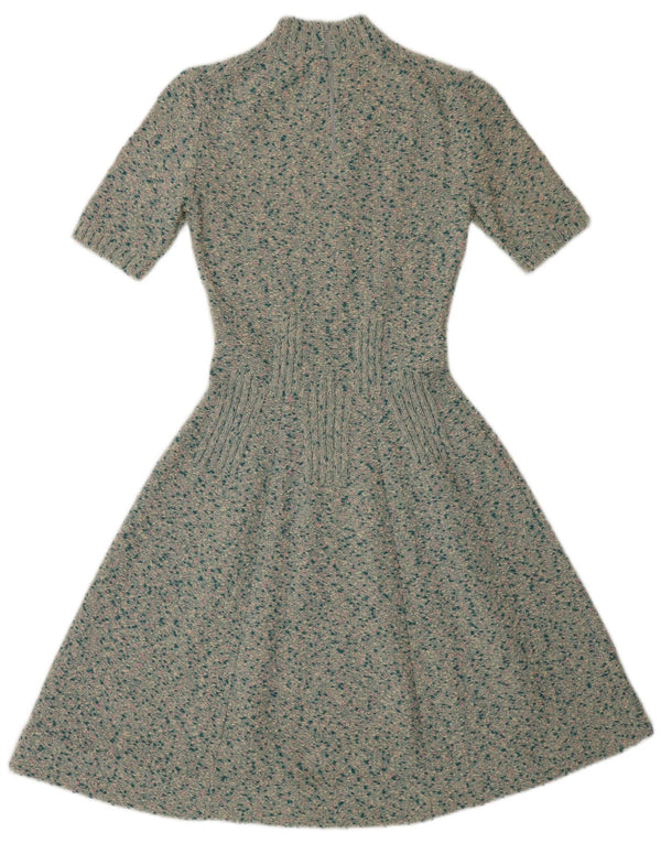 Vintage Dame Jumper Kjole UK 8 Small Green Flecked