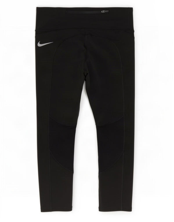 Nike Dame Dri Fit Capri Leggings UK 8 Small Black Polyester