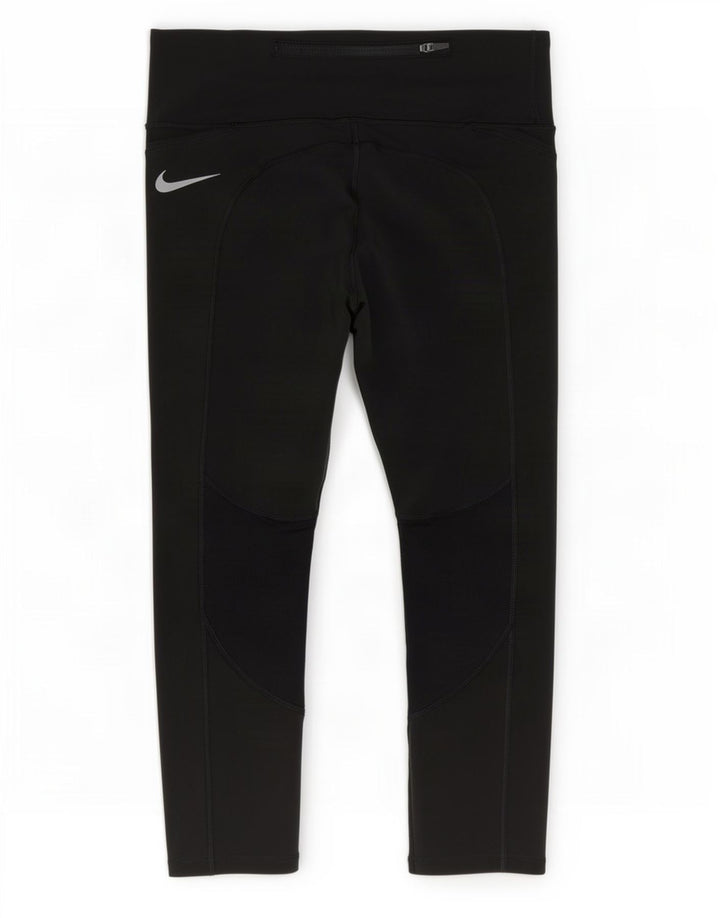 Nike Dame Dri Fit Capri Leggings UK 8 Small Black Polyester