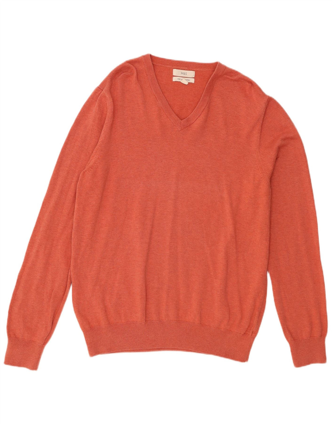 Marks & Spencer Herre V-hals sweater Stor Orange Bomuld