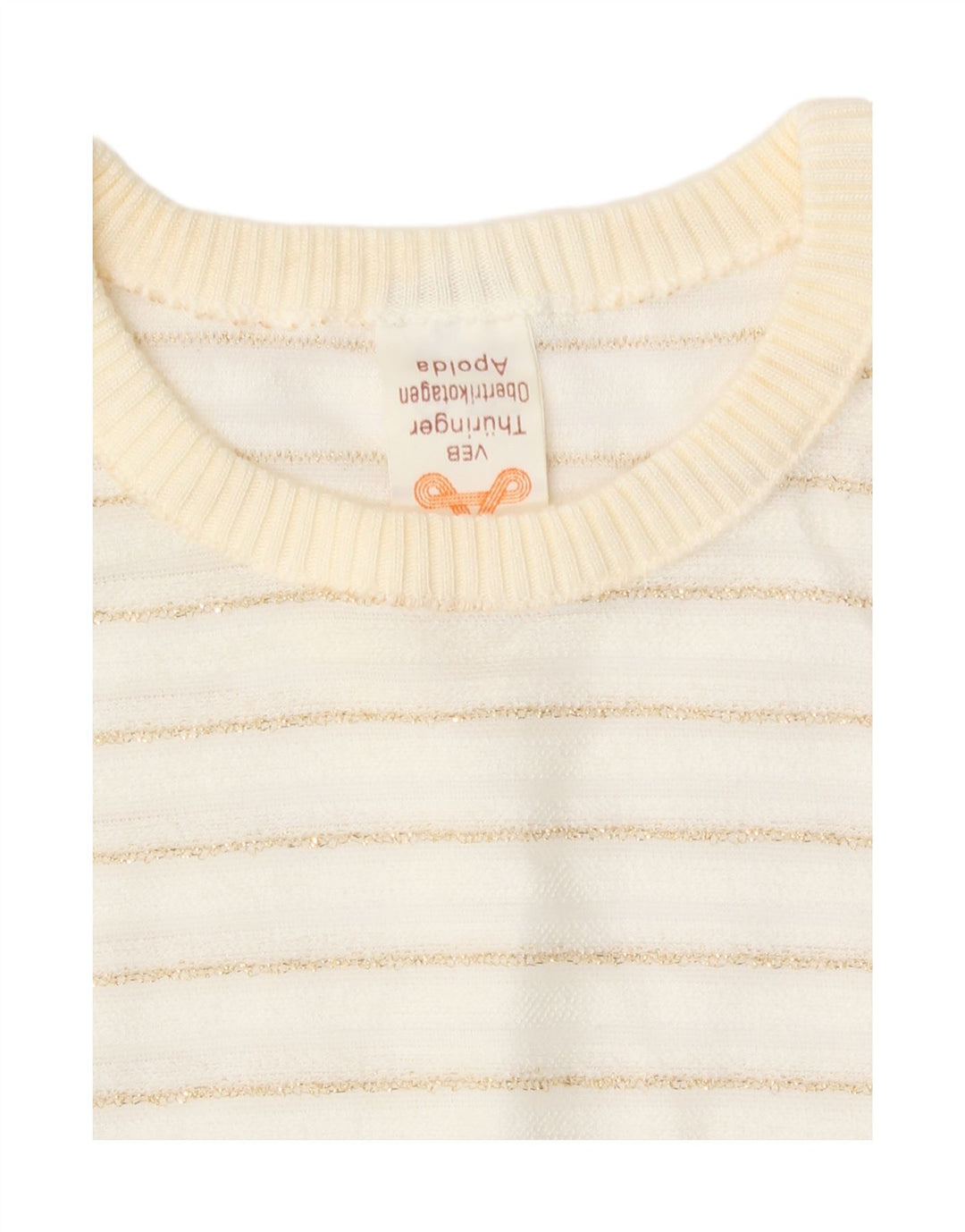 Vintage dame sweater med rund hals EU 42 stor hvid stribet