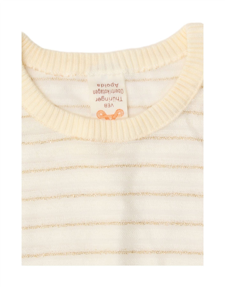 Vintage dame sweater med rund hals EU 42 stor hvid stribet