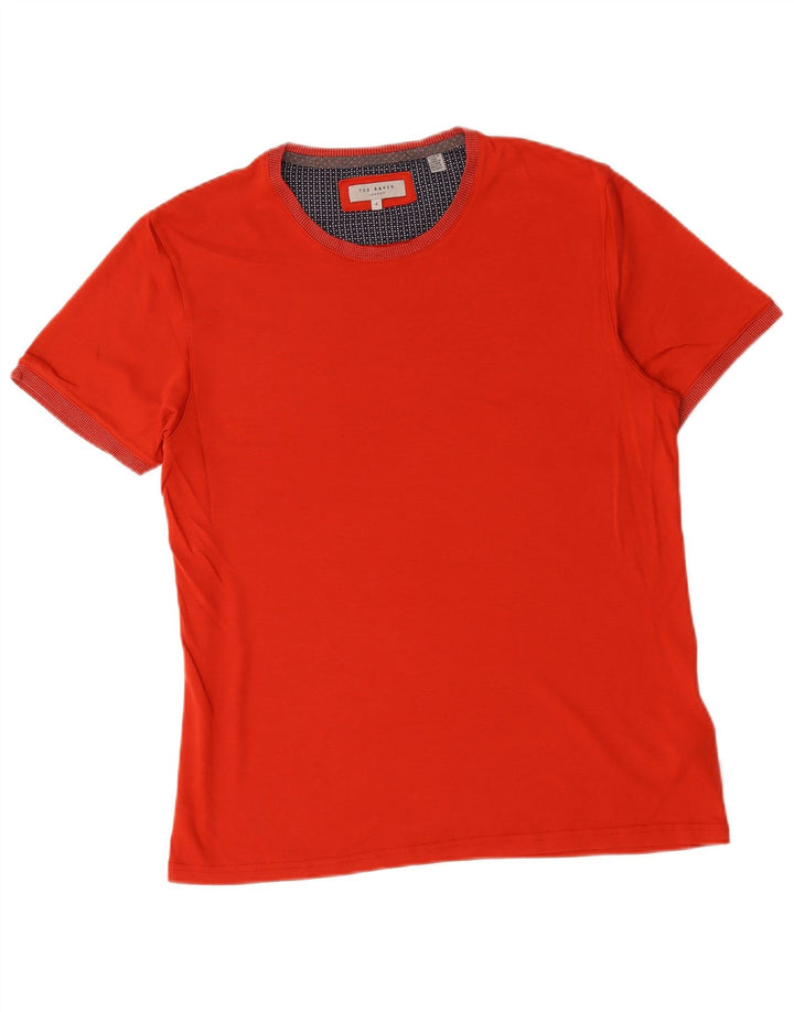 Ted Baker Herre T-Shirt Top Størrelse 4 Stor Rød Bomuld