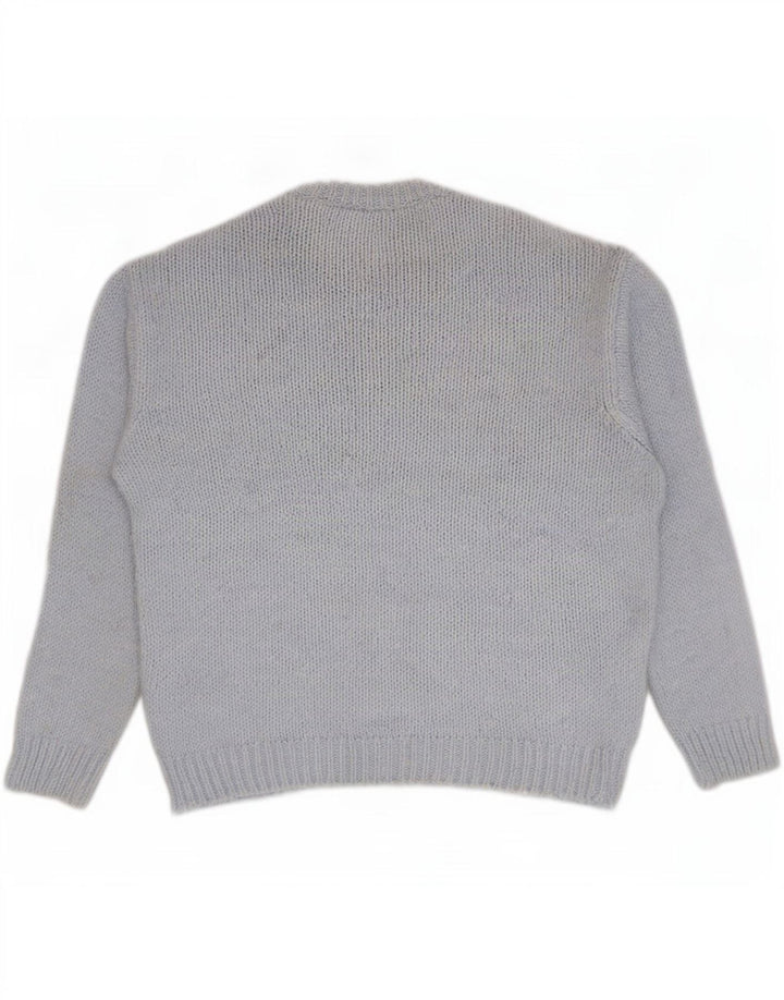 Zara Herre Crew Neck Jumper Sweater Stor Blå Akryl