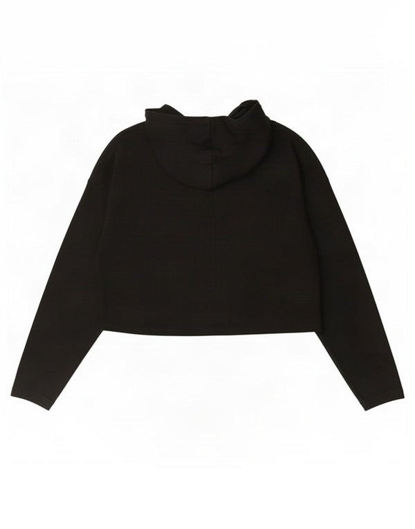 Puma Womens Crop Graphic Oversized Hoodie Jumper UK 14 Medium Black Bomuld
