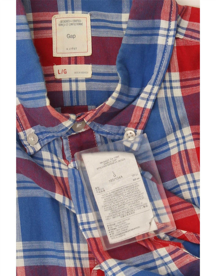 Gap Mens Shirt Large Blue Plaid Cotton