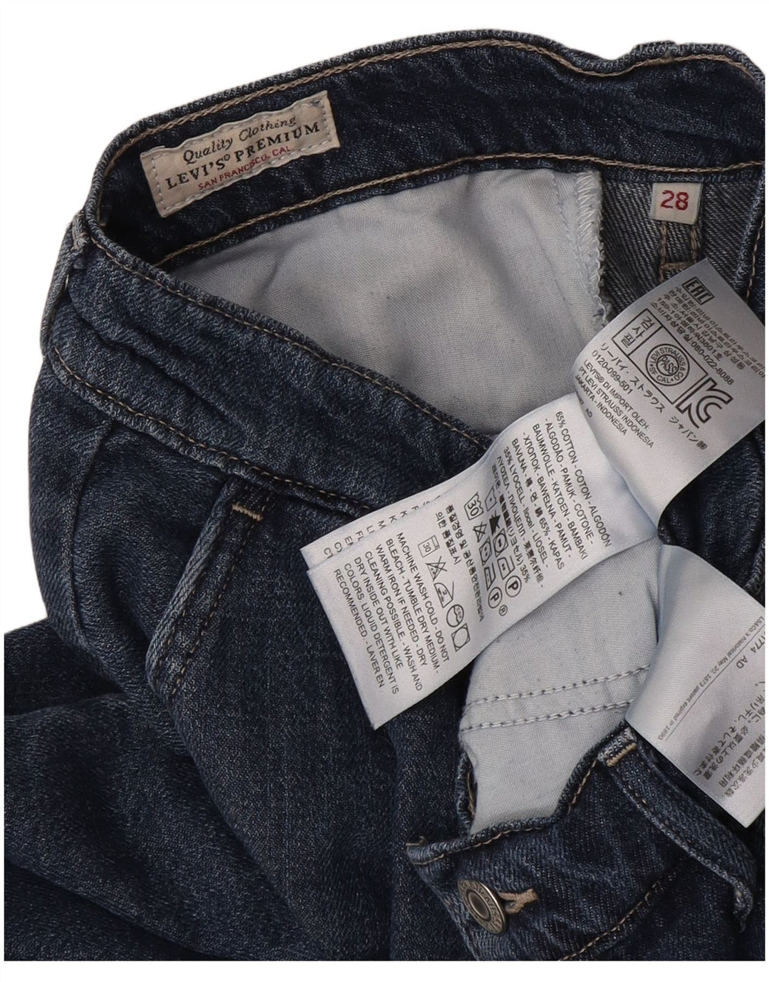 Levi's herre jeans med brede ben W28 L29 marineblå bomuld