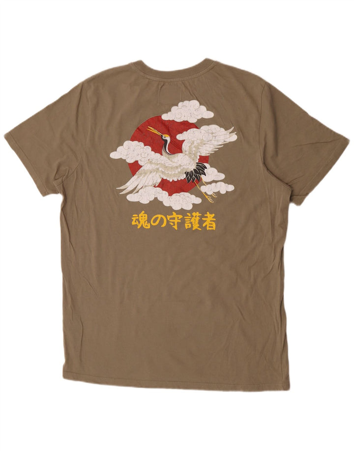 Superdry Grafisk T-shirt top til mænd 2XL Khaki Bomuld