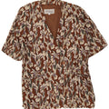 Les Copains Dame Kortærmet Blazer Jacket UK 16 Large Brown Floral