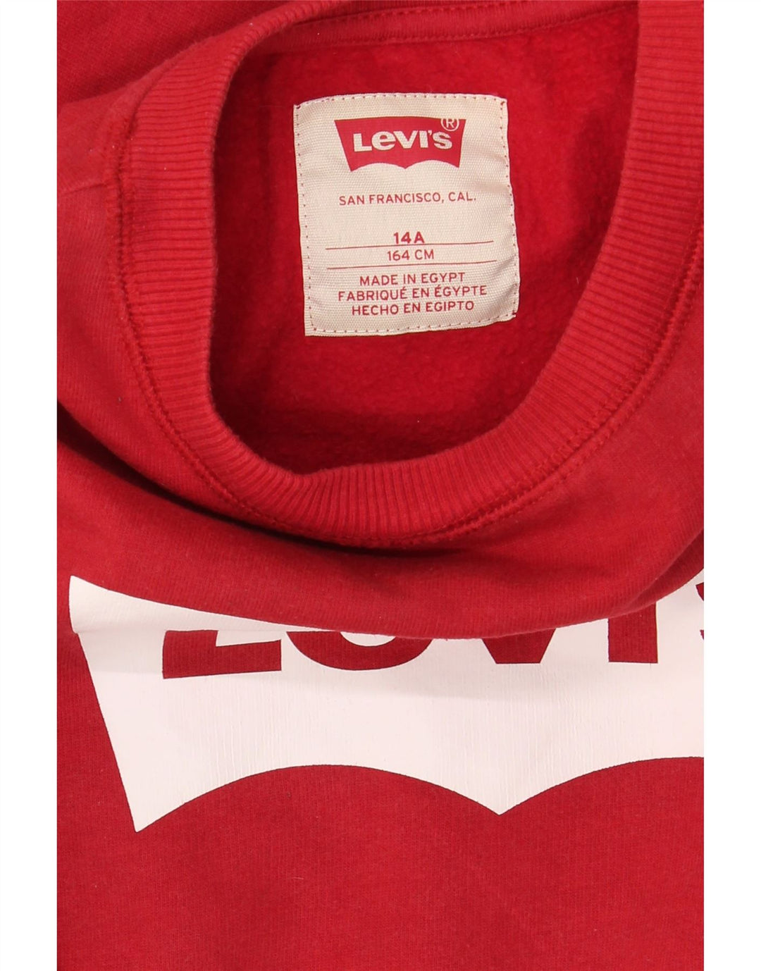 LEVI'S Girls Graphic Sweatshirt Jumper 13-14 Years Red Cotton