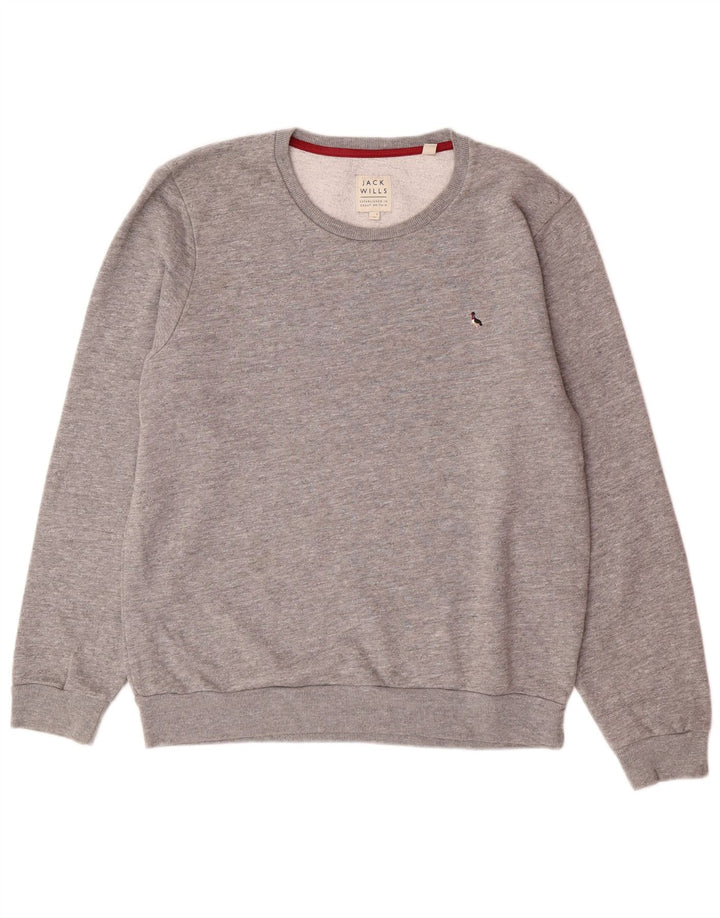 JACK WILLS Sweatshirt til mænd Medium Grå Flecked Bomuld
