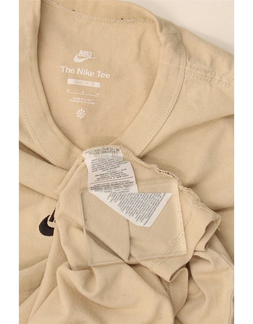 Nike Herre Loose Fit T-shirt Top Medium Beige Bomuld