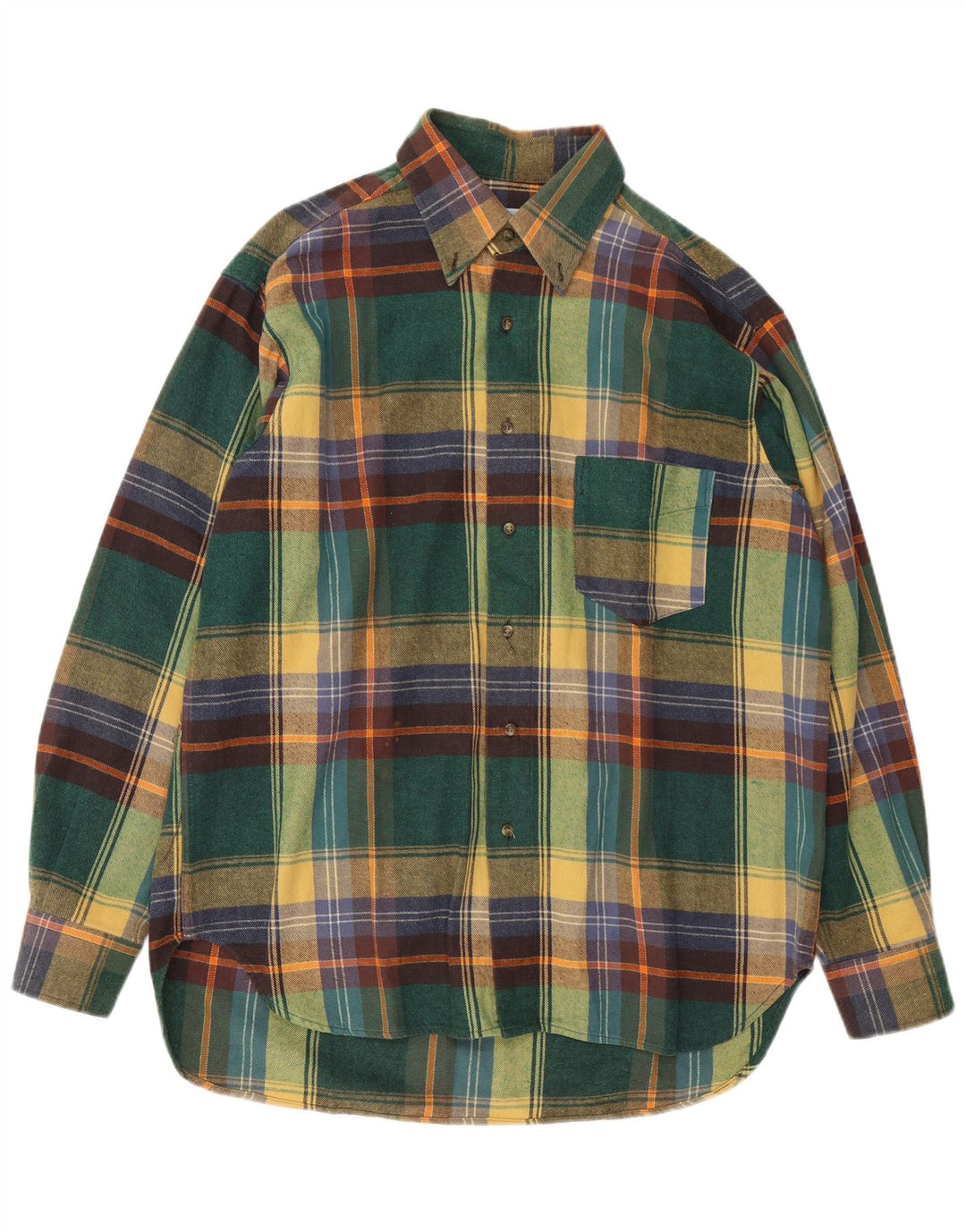 Brandi Herre Flanelskjorte Stor Grøn Plaid Bomuld