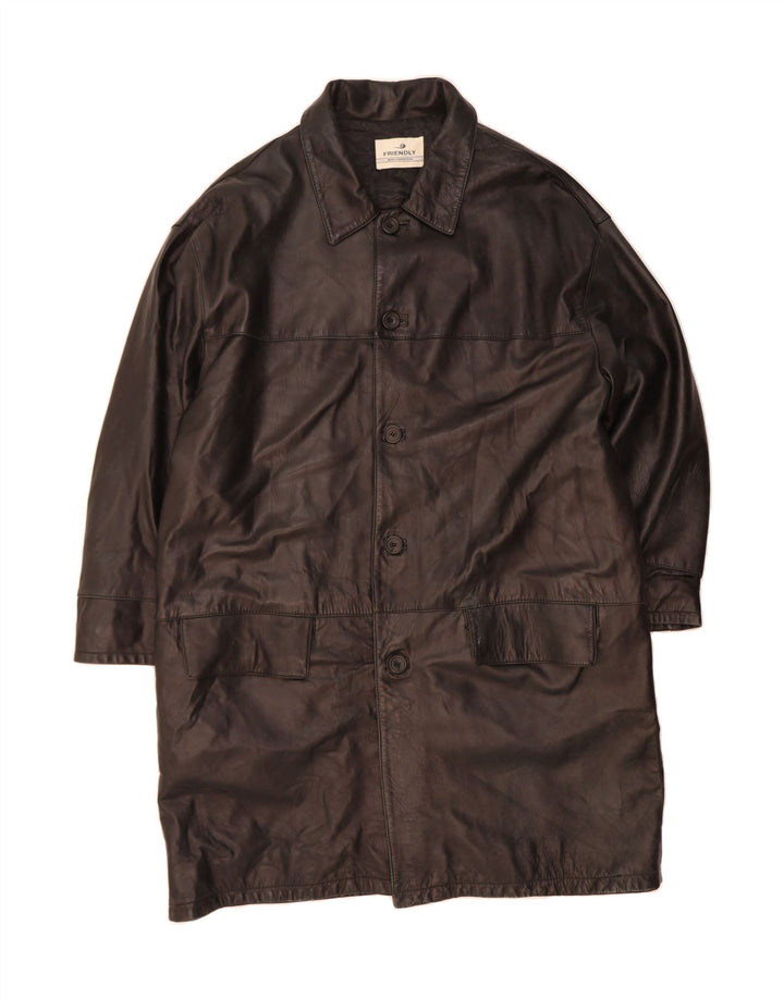 VINTAGE Mens Leather Coat UK 46 3XL Black Leather Vintage Vintage and Second-Hand Vintage from Messina Hembry 