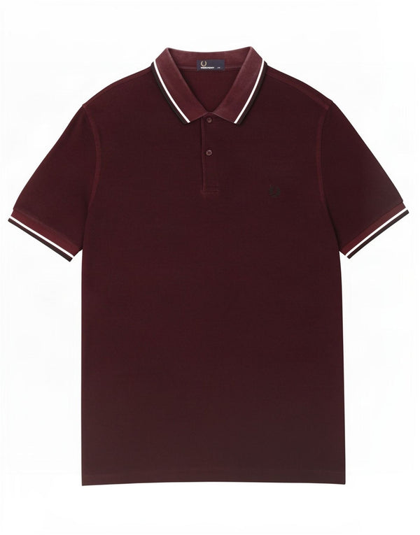 Fred Perry herre poloskjorte 2XL rødbrun stribet bomuld