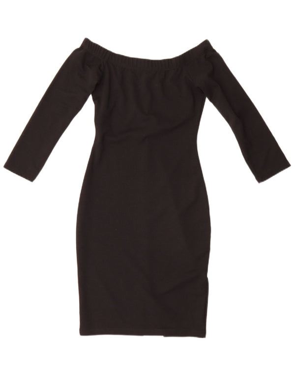 Zara Dame Trafaluc Langærmet Off Shoulder Kjole UK 8 Lille Sort