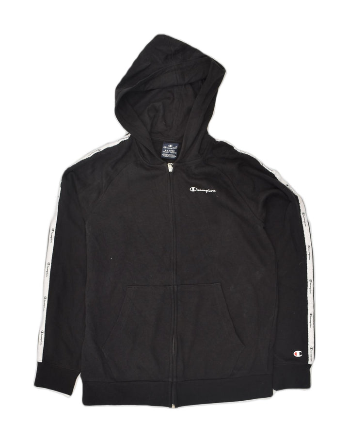 CHAMPION Boys Zip Hoodie Sweater 13-14 Years XL Black Cotton | Vintage Champion | Thrift | Second-Hand Champion | Used Clothing | Messina Hembry 