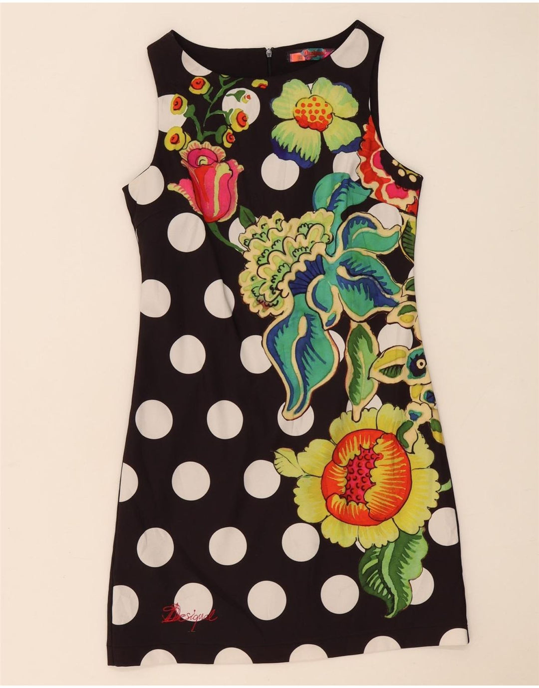 Desigual Dame Ærmeløs Skede Kjole EU 38 Medium Black Floral