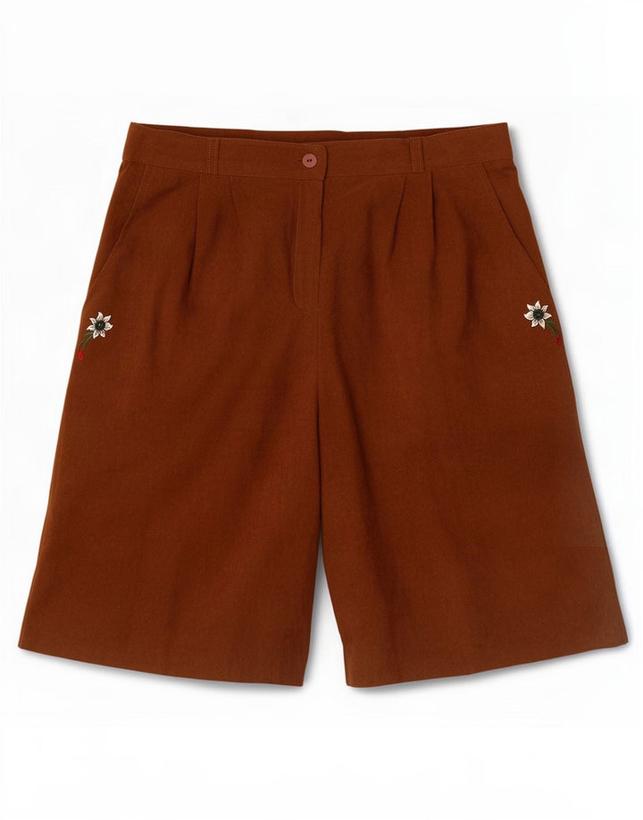 Vintage kvinders højtaljede bermudashorts Medium W30 Brun