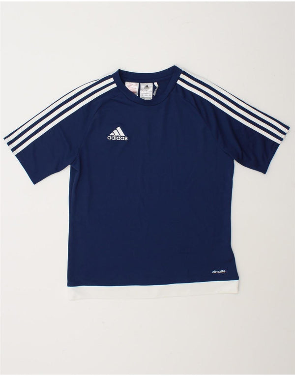 Adidas Boys Climalite T-Shirt Top 13-14 år Navy Blue Colourblock