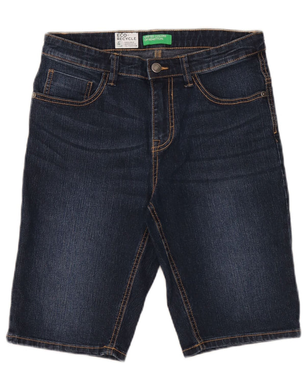Benetton Boys Denim Shorts 11-12 år 2XL W28 Blå Bomuld