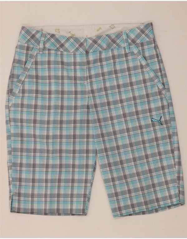 Puma Herre Chino Shorts UK 8 Small W28 Blue Check