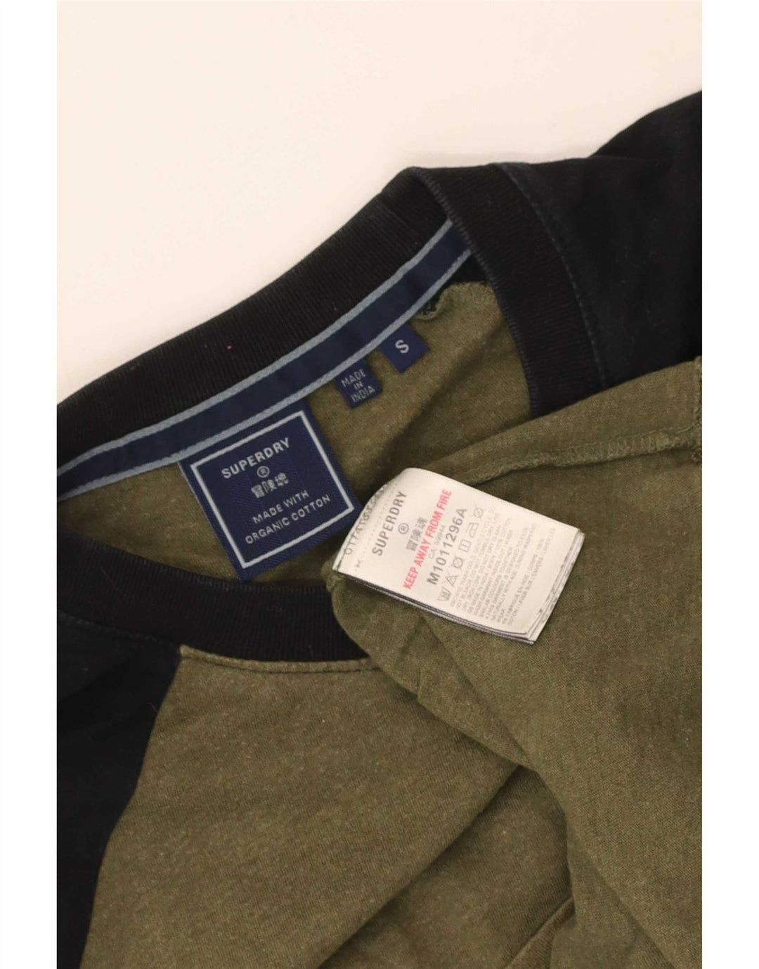 Superdry T-shirt top til mænd, lille Khaki Colourblock Bomuld