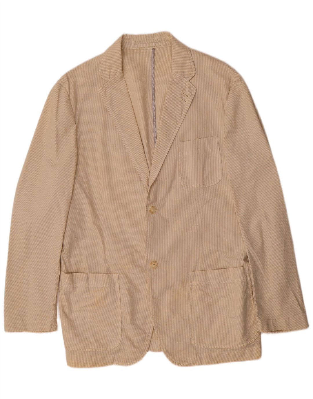 Trussardi Jeans Herre 2 Button Blazer Jacket UK 38 Medium Beige Pinstripe