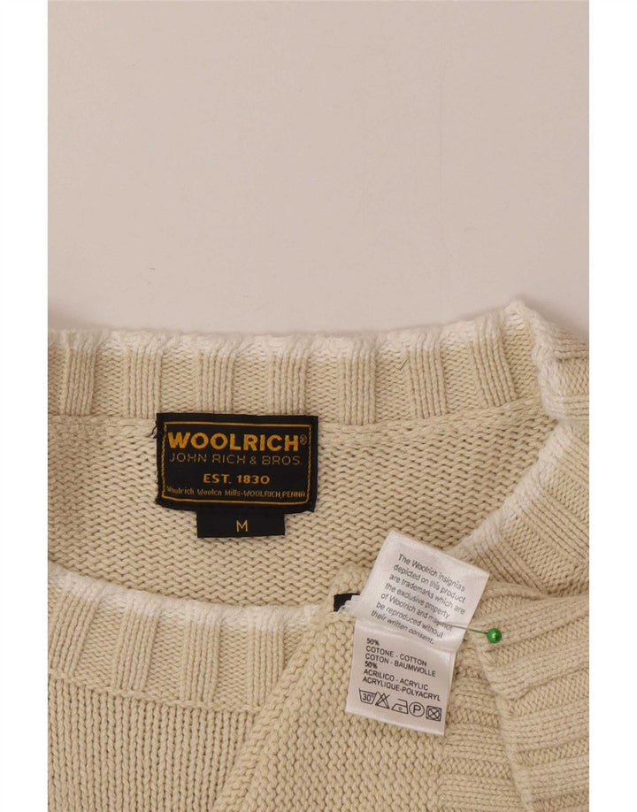 Woolrich Herre Grafisk Boat Neck Jumper Sweater Medium Off White Stribet