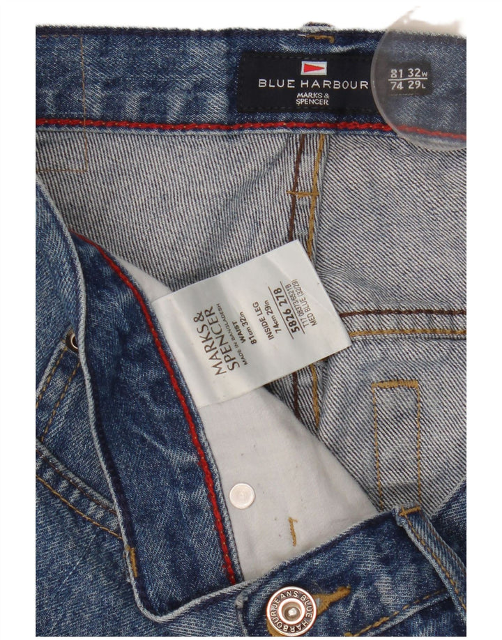 Marks & Spencer Herre Blue Harbor Straight Jeans W32 L29 Blue Cotton