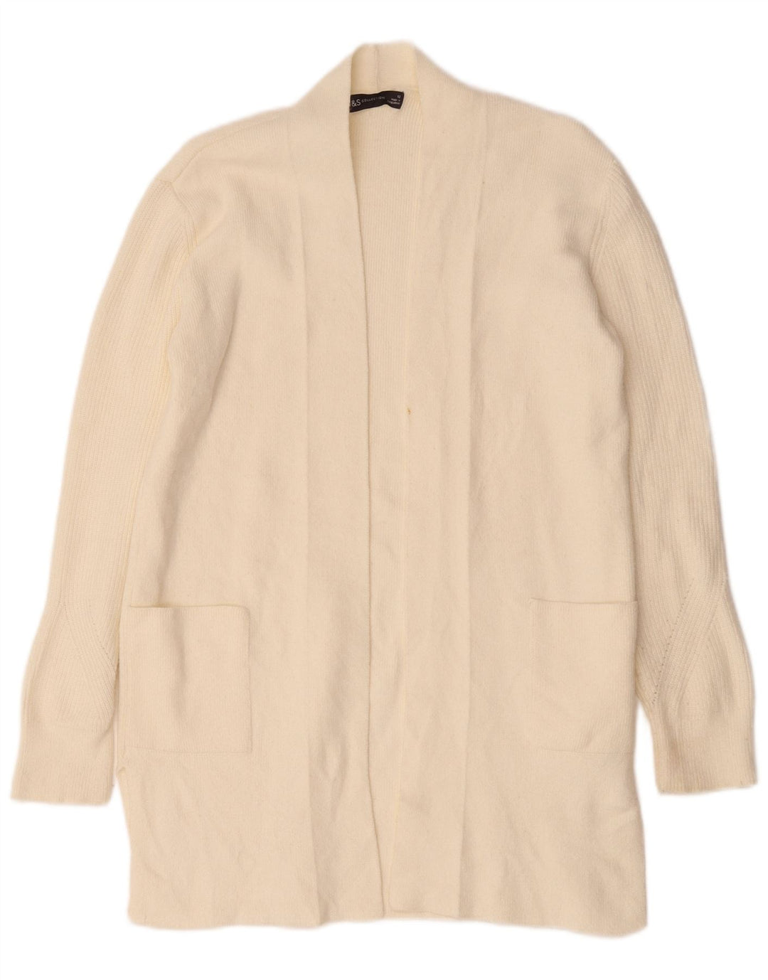 Marks & Spencer Dame Longline Cardigan Sweater UK 12 Medium Off White