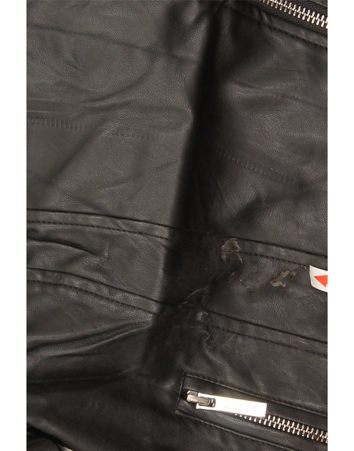 Lipsy Womens Biker-jakke i imiteret læder UK 8 Lille sort polyester