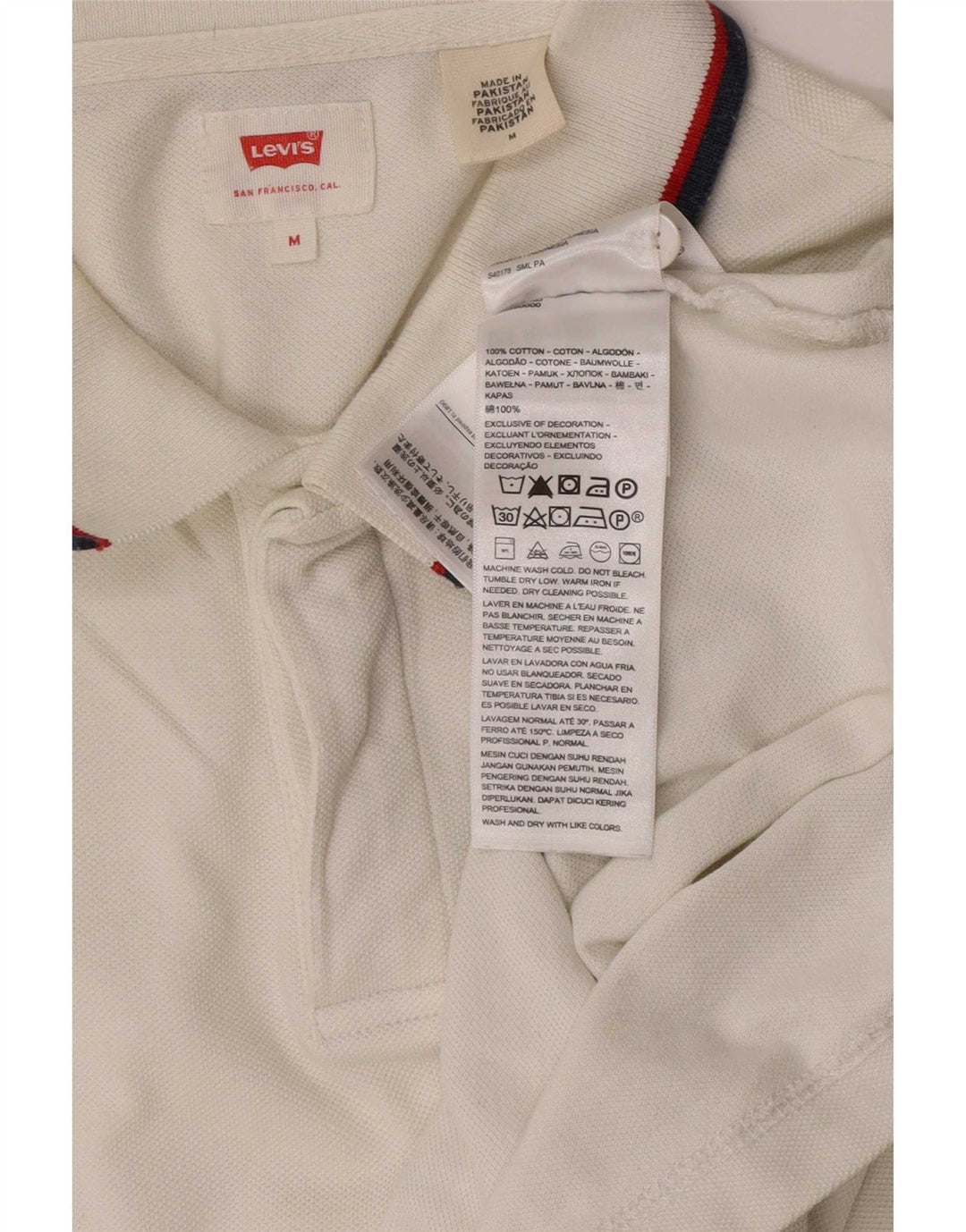 Levi's herre poloshirt Medium hvid stribet bomuld