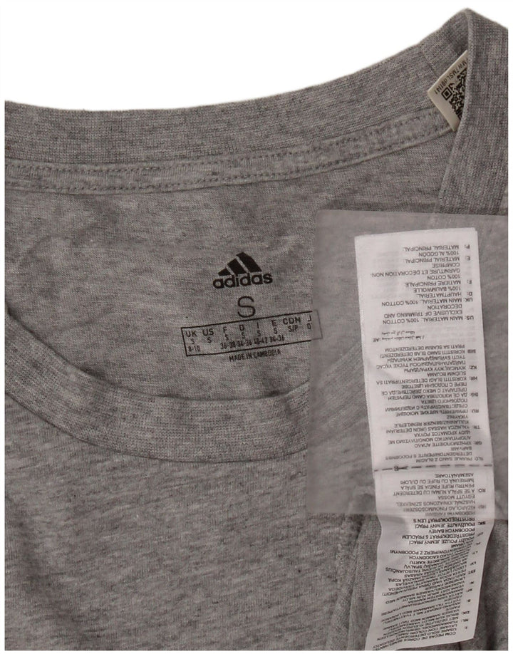 Adidas Womens Crop T-Shirt Top UK 8/10 Small Grey Cotton