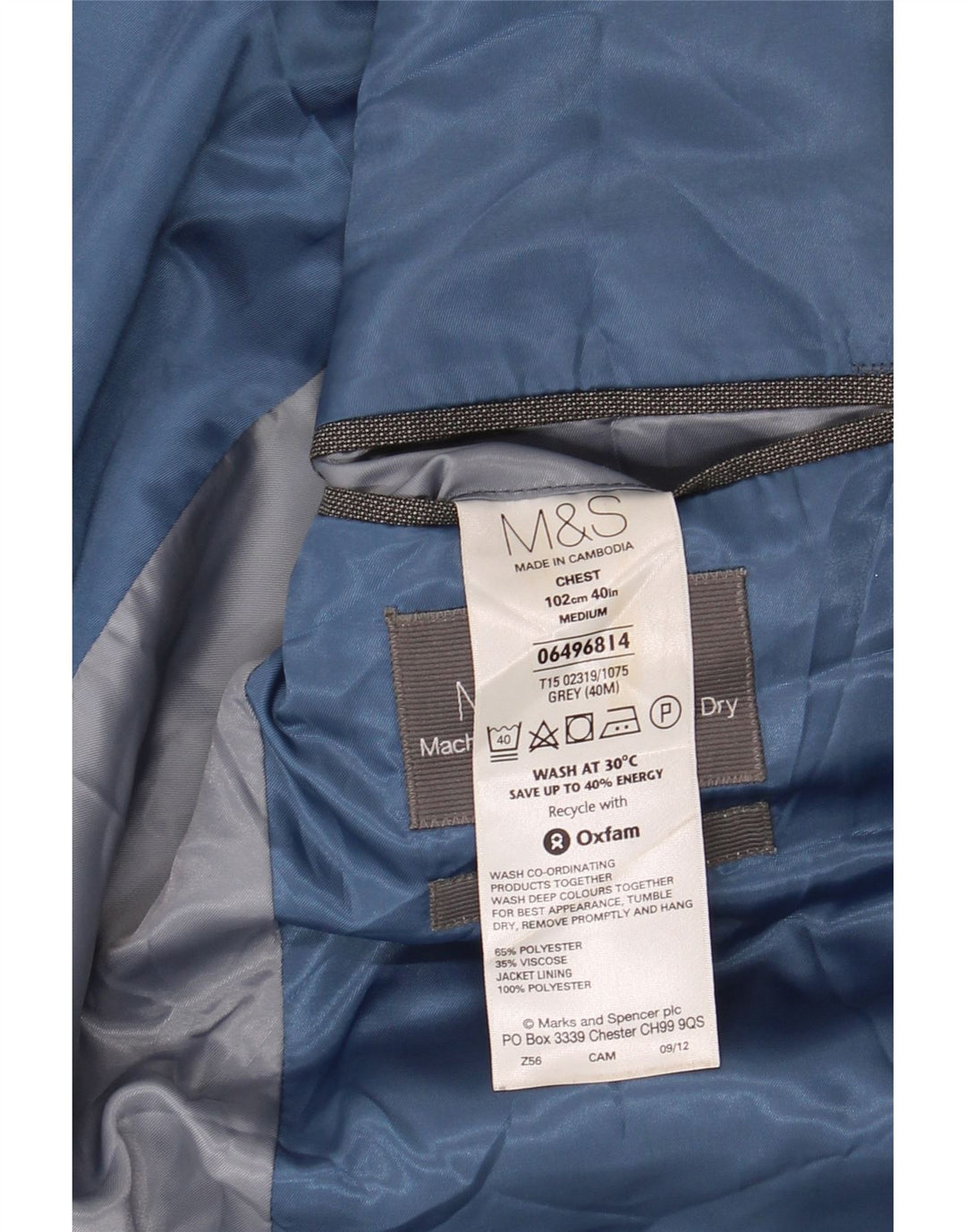Marks & Spencer Herre 2-knaps blazerjakke UK 40 Medium Grey Polyester