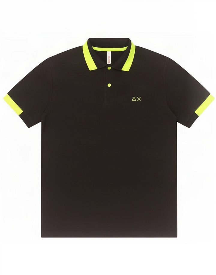 Sun68 Herre poloshirt Medium Sort Colourblock Bomuld