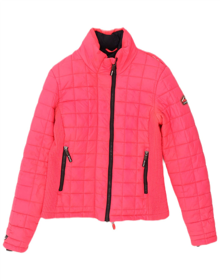 Superdry Quiltet, polstret jakke til kvinder UK 14 Medium Pink Polyester Sports