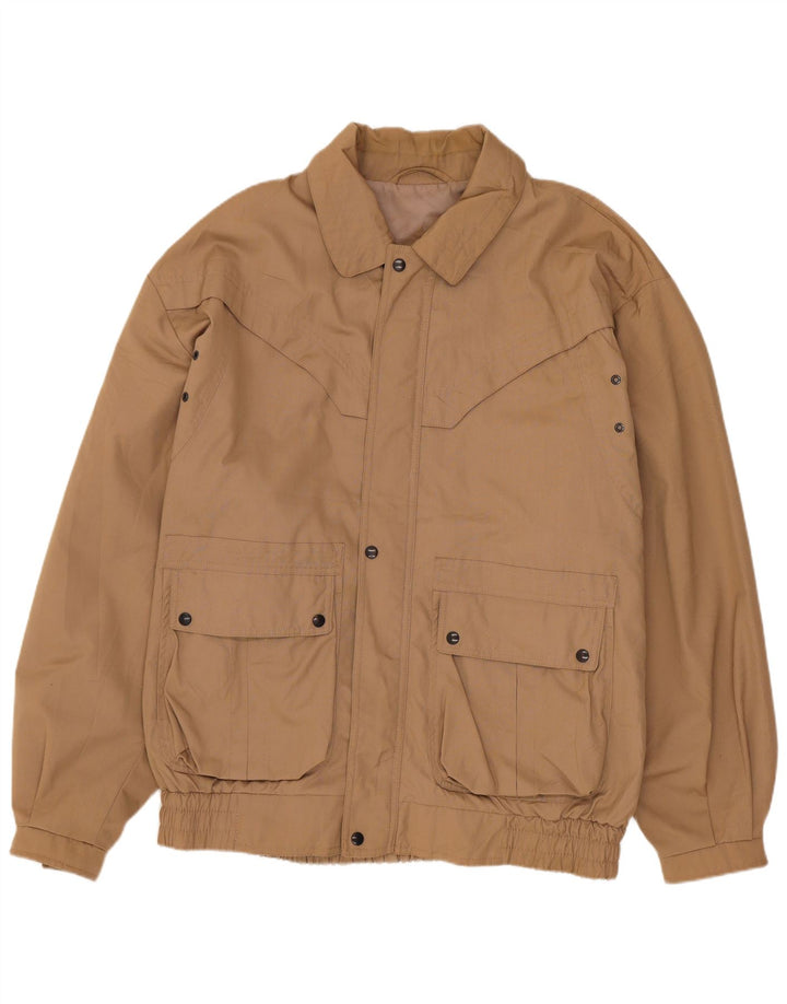 Vintage oversized bomberjakke til mænd EU 50 Stor brun bomuld