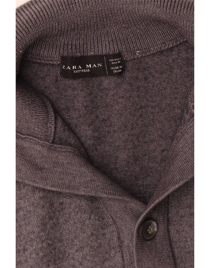 Zara Herre Cardigan Sweater Stor Grå Uld