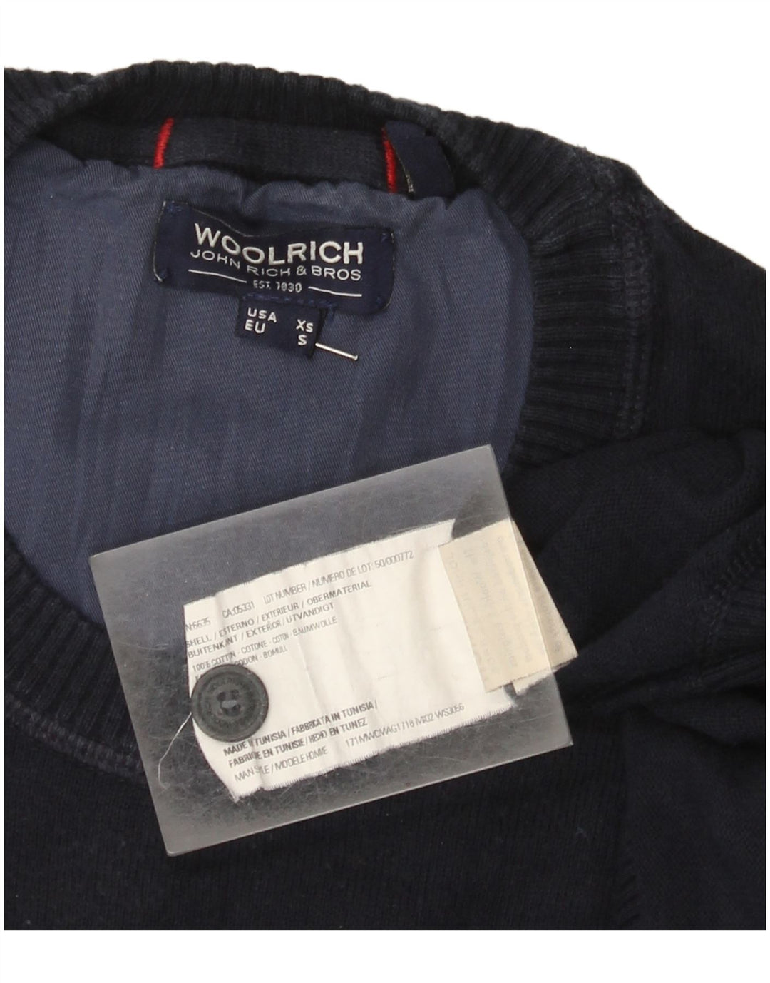 Woolrich Herre trøje med rund hals, lille marineblå bomuld