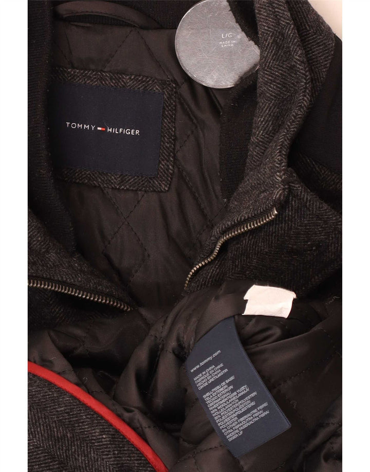 Tommy Hilfiger Herre Windbreaker Coat UK 40 Large Grå Sildebensuld