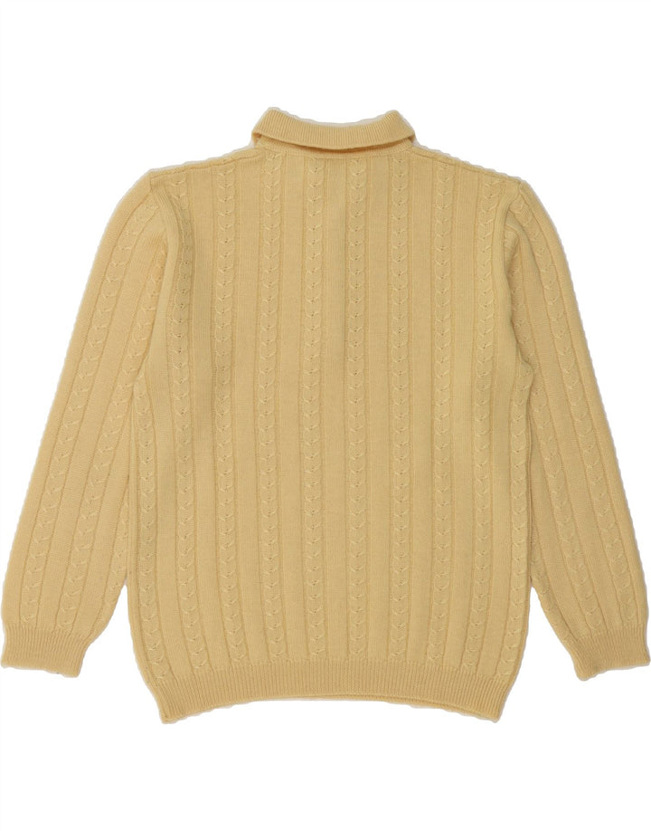 VINTAGE Womens Polo Neck Jumper Sweater UK 12 Medium Beige Wool Vintage Vintage and Second-Hand Vintage from Messina Hembry 