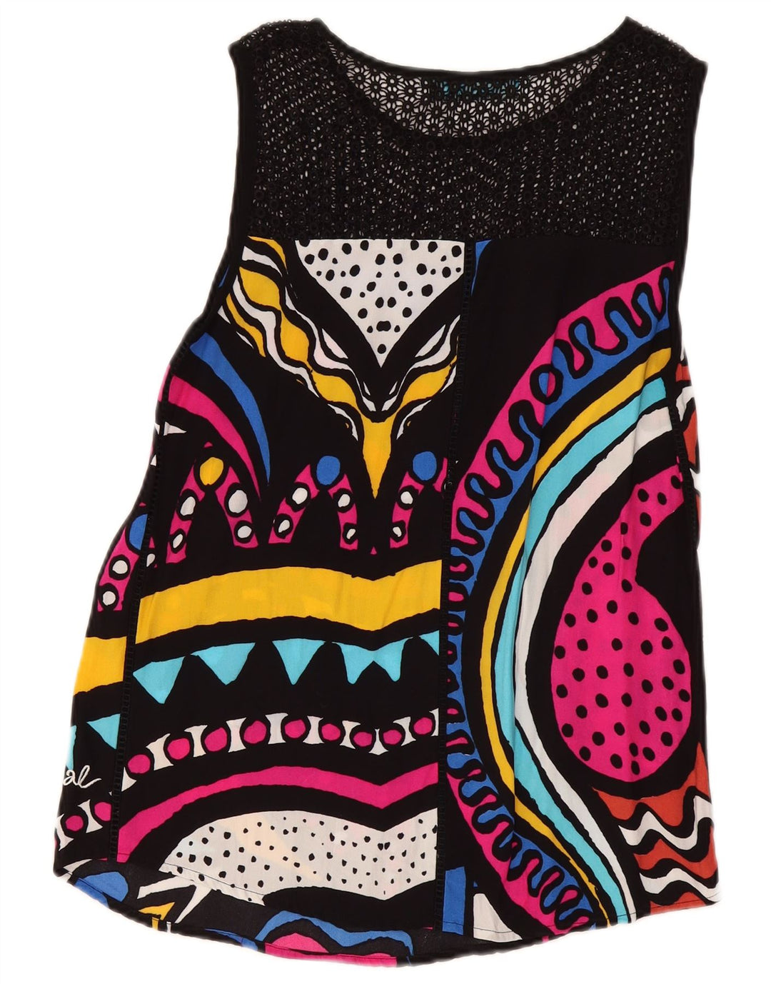 Desigual Dame Grafisk Tunika Top UK 14 Medium Flerfarvet Geometrisk
