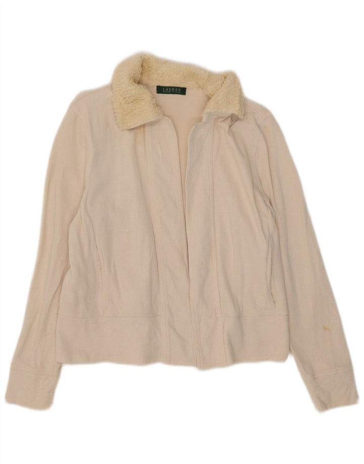 Ralph Lauren Dame Open Cardigan Sweater UK 14 Medium Beige