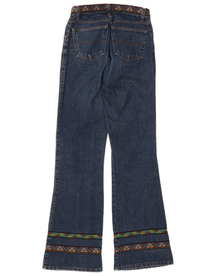 ESITO Dame Bootcut Jeans IT 44 Medium W30 L34 Blå Geometrisk Bomuld