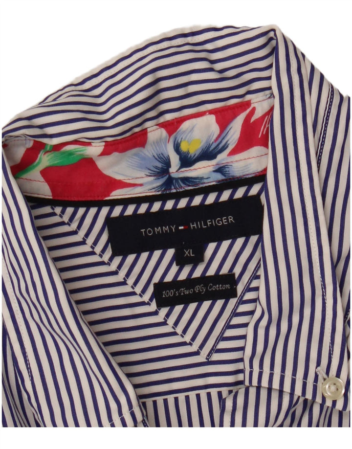 Tommy Hilfiger herreskjorte XL blå stribet bomuld